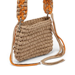 Tan crochet crossbody bag by Loopd Studio